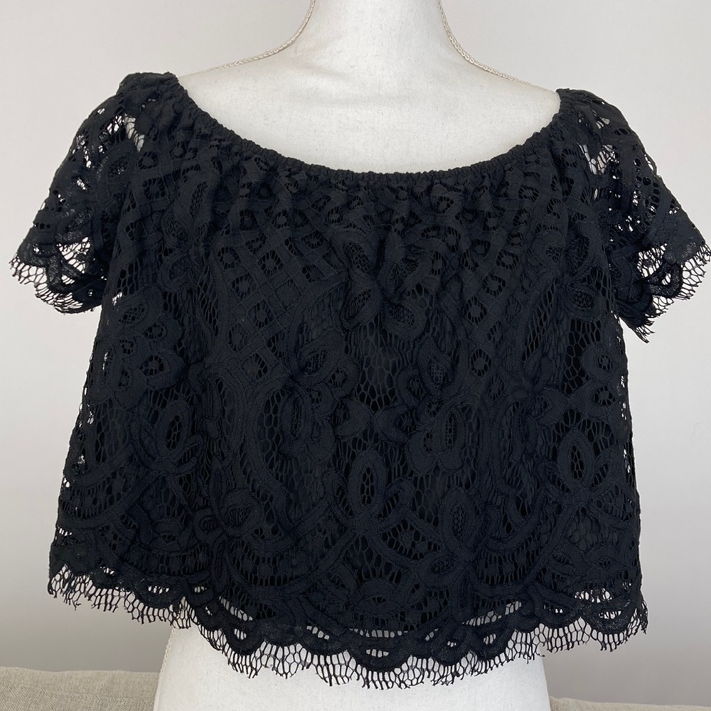 Express Black Lace Crop Shirt
